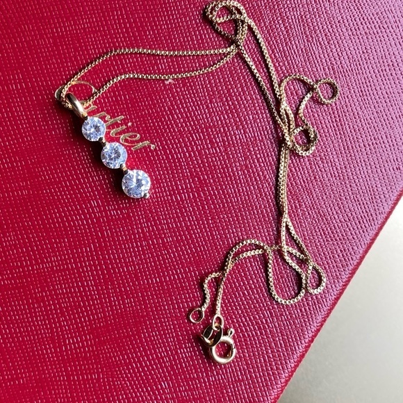 Made in Italy 925SS gold plated 3 stone necklace - Picture 2 of 8